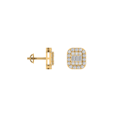 Whispers of Geometry: 14K Gold Square Serenity Earring