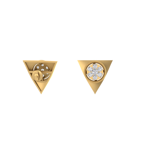 Infinite Illuminati 14K Gold Triangle Enigma Earring