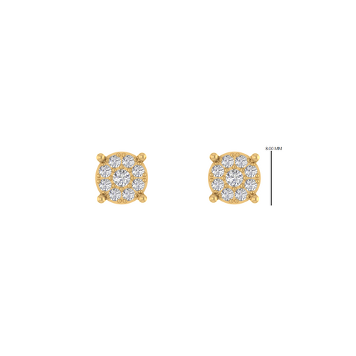 Golden Grace Round Stud Earrings in 14K Gold for Classic Beauty