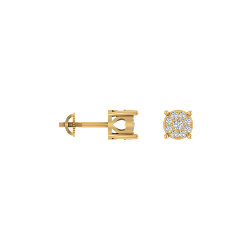 Golden Grace Round Stud Earrings in 14K Gold for Classic Beauty