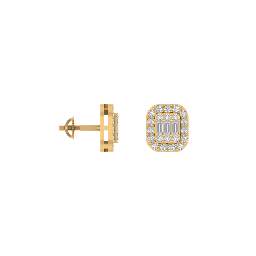 Whispers of Geometry: 14K Gold Square Serenity Earring