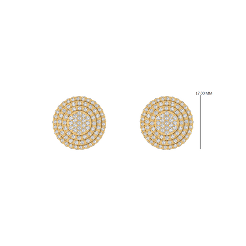 Circular Elegance: 14K Gold Round Stud Charms Earring