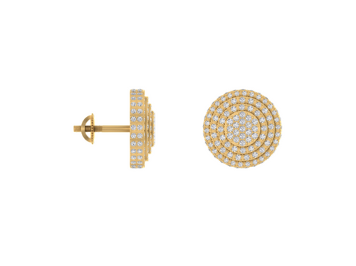 Circular Elegance: 14K Gold Round Stud Charms Earring