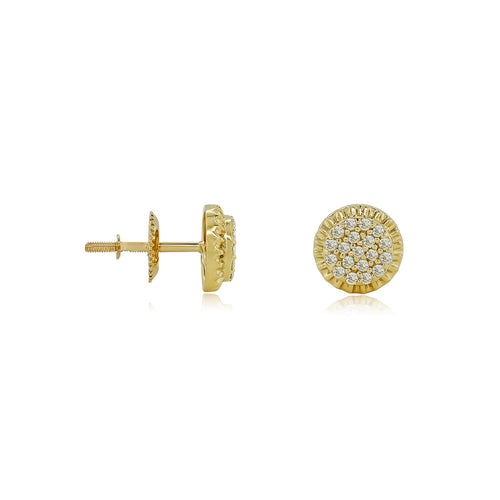 Dazzling Round Gold & Diamond Screwback Earrings