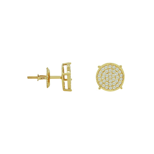 Glimmering Galaxies 14K Gold Round Stud Earrings for Cosmic Glamour