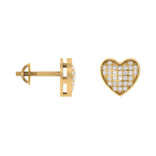 Aurora's Charm: 14K Gold Heart Earrings