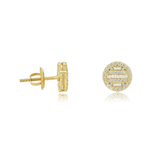 Opulent Orbits  14K Gold Round Stud Earrings for Elevated Elegance