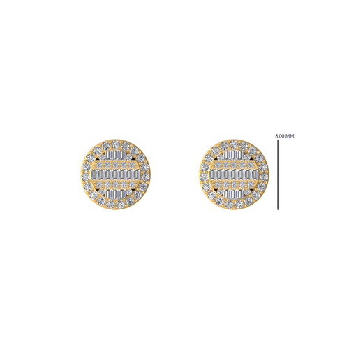 Opulent Orbits  14K Gold Round Stud Earrings for Elevated Elegance