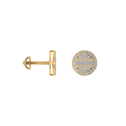 Opulent Orbits  14K Gold Round Stud Earrings for Elevated Elegance