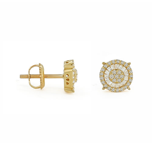 Twilight Twinkle: 14K Gold Round Stud Earrings for Magical Glamour