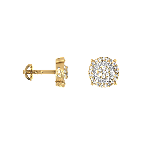 Twilight Twinkle: 14K Gold Round Stud Earrings for Magical Glamour