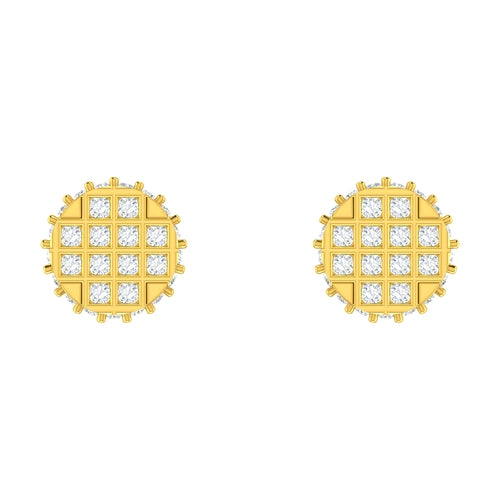 Radiant Rounds: 14K Gold Round Stud Earrings