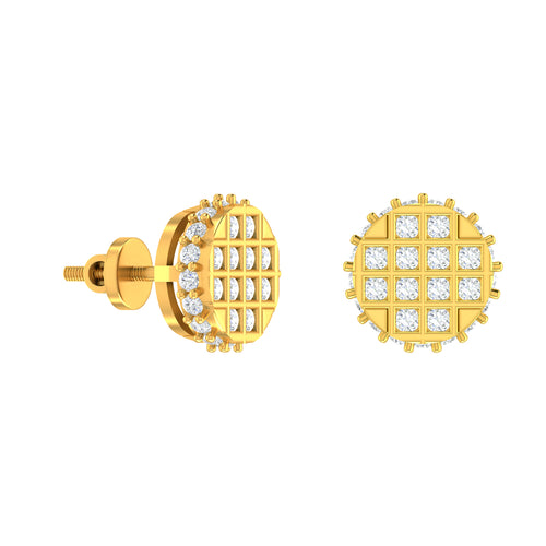 Radiant Rounds: 14K Gold Round Stud Earrings