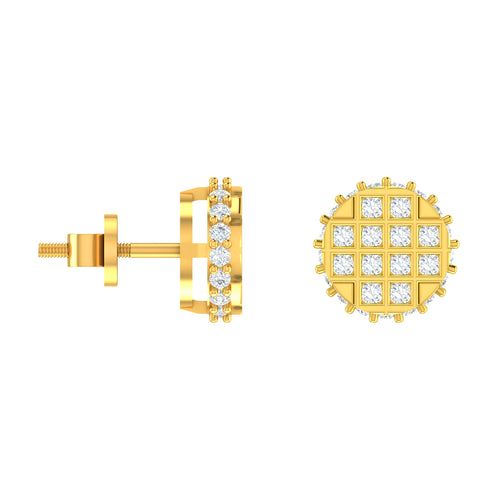 Radiant Rounds: 14K Gold Round Stud Earrings