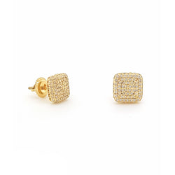 Elegant 14K Gold Square Stud Earrings