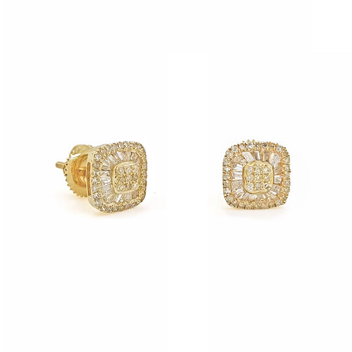 Stylish Structures 14K Gold Square Stud Earrings for Elevated Glamour