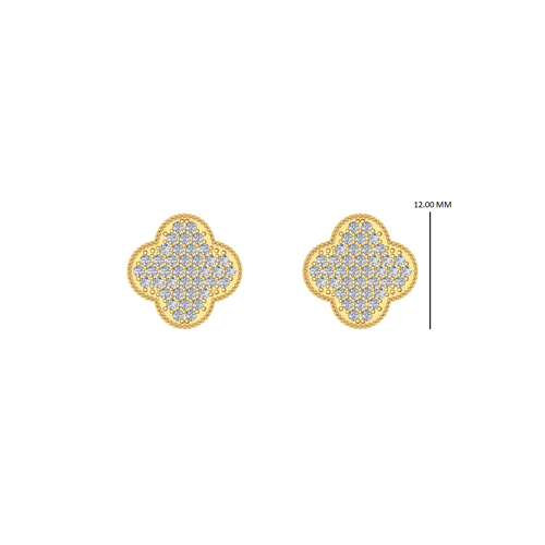 14K Gold Clover Diamond 12 mm Earring