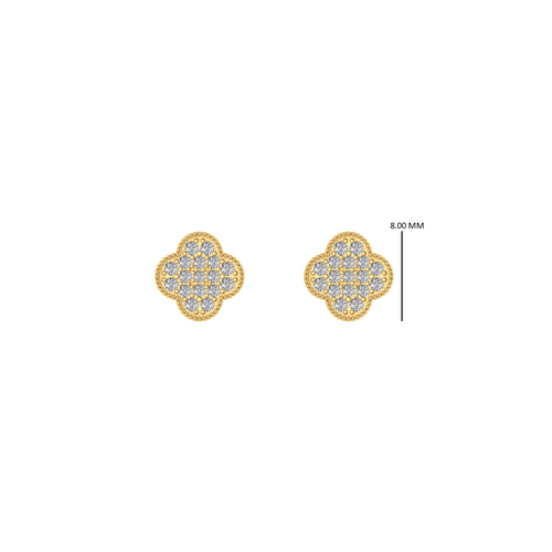 14k Gold Clover Diamond Earring 8mm