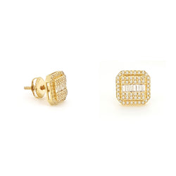 Classic 14K Gold Square Stud Earrings