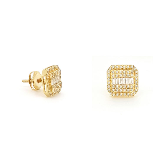 Classic 14K Gold Square Stud Earrings