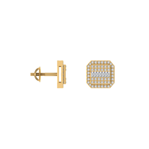 Classic 14K Gold Square Stud Earrings