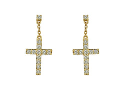 Eternal Embrace:  14K Gold Cross Elegance Earring