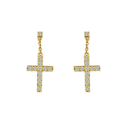 Sacred Symbol 14k Gold Cross Earring