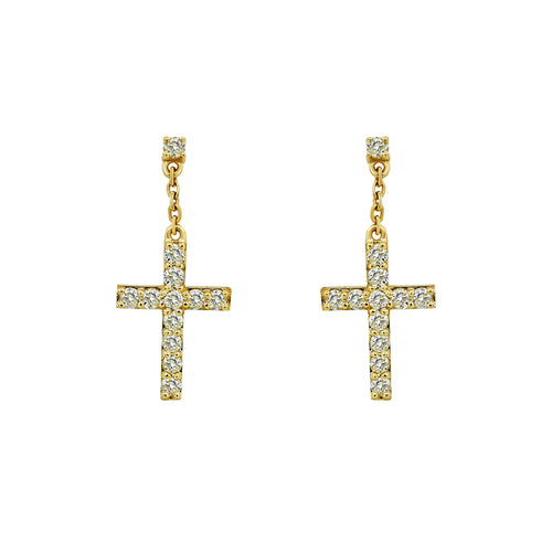 Sacred Symbol 14k Gold Cross Earring