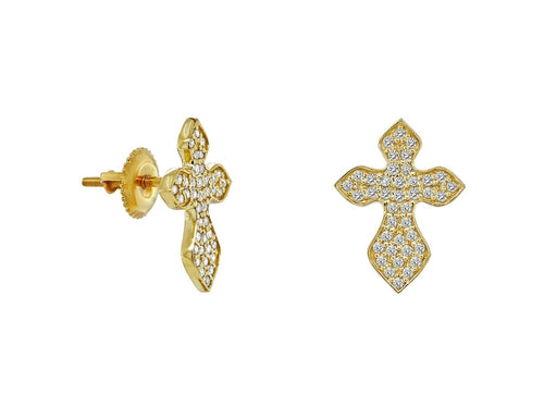 Delicate Devotion Gold Cross Studs Earring