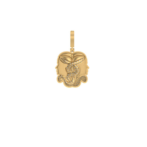 Galactic Twins: 10K Gemini Zodiac Pendant Capturing Dual Essence Pendant