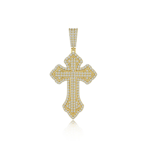 Heavenly Halo: 14K Gold Cross Pendant