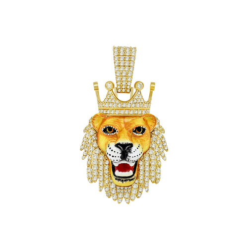 Radiant Beast: 14K Gold Lion King Pendant