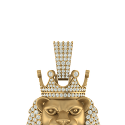 Radiant Beast: 14K Gold Lion King Pendant