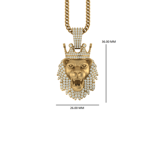 Radiant Beast: 14K Gold Lion King Pendant