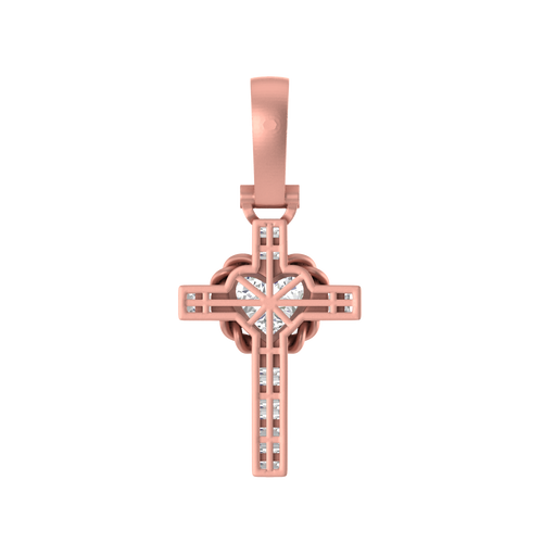 Divine Love: 14K Gold Cross Gemstone Heart Pendant