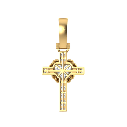 Divine Love: 14K Gold Cross Gemstone Heart Pendant