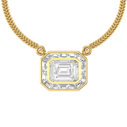 Gemstone Majesty: 14K Gold Gemstone Rectangle Pendant with Chain