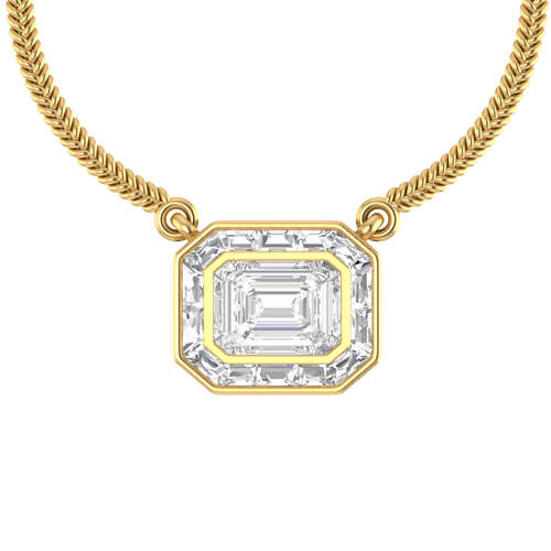 Gemstone Majesty: 14K Gold Gemstone Rectangle Pendant with Chain