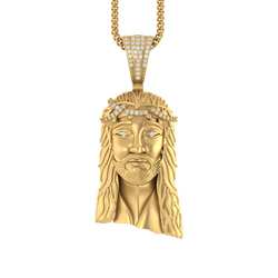 Heavenly Glow: 14K Solid Gold Jesus Pendant