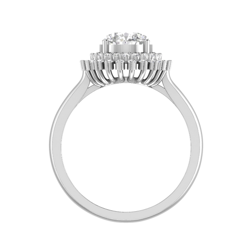 Regal Round: Luxe Sunburst Halo Diamond Ring With Round Diamond