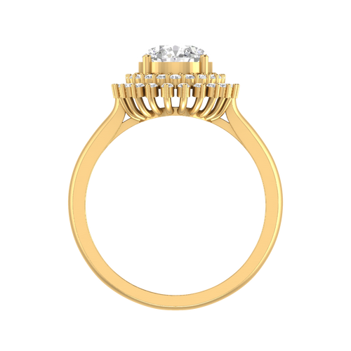 Regal Round: Luxe Sunburst Halo Diamond Ring With Round Diamond