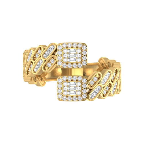 Sun-Kissed Gleam: 14K Gold Cuban Ring of Distinction