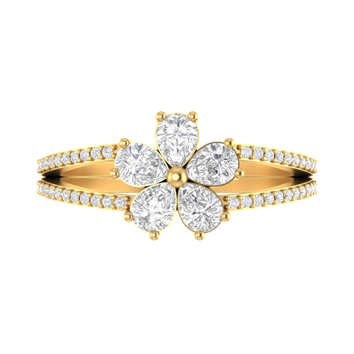 Petals of Elegance: 14K Gold Flower-Cut Fashion Ring