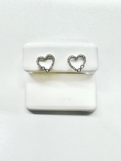 Heart shape infinity screback sterling silver Natural diamonds earring