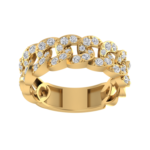 Cuban Twist: 14K Gold Linked Band Ring