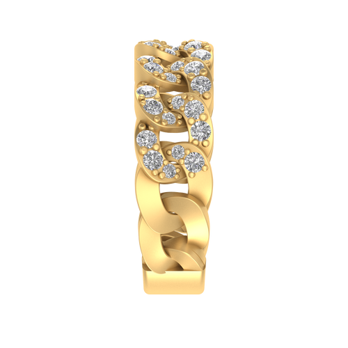 Cuban Twist: 14K Gold Linked Band Ring