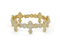 Celestial Connection: 14K Gold Infinity Cross Charm Bracelet