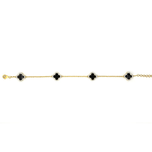 Radiant Charm: 14k Gold Clover Bracelet