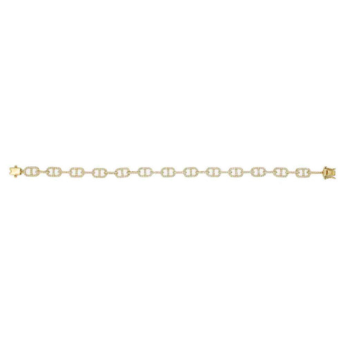 14K White Gold Deco Link Diamond Bracelet | Modern Luxury