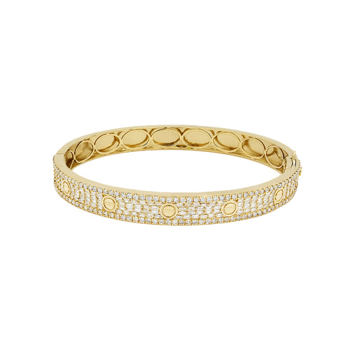 14K Gold Bangle with Dazzling Diamonds